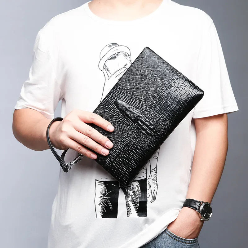 Portefeuille Clutch Homme Cuir PU Double Zipper – Style Luxe Business - kadopascher