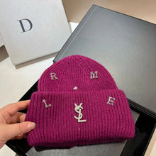 Bonnet YSL / Sweet Plush Long Rabbit Fur Knitted Hat Autumn And Winter Warm Ear Protection Cap Fashionable Letter Women's Hats