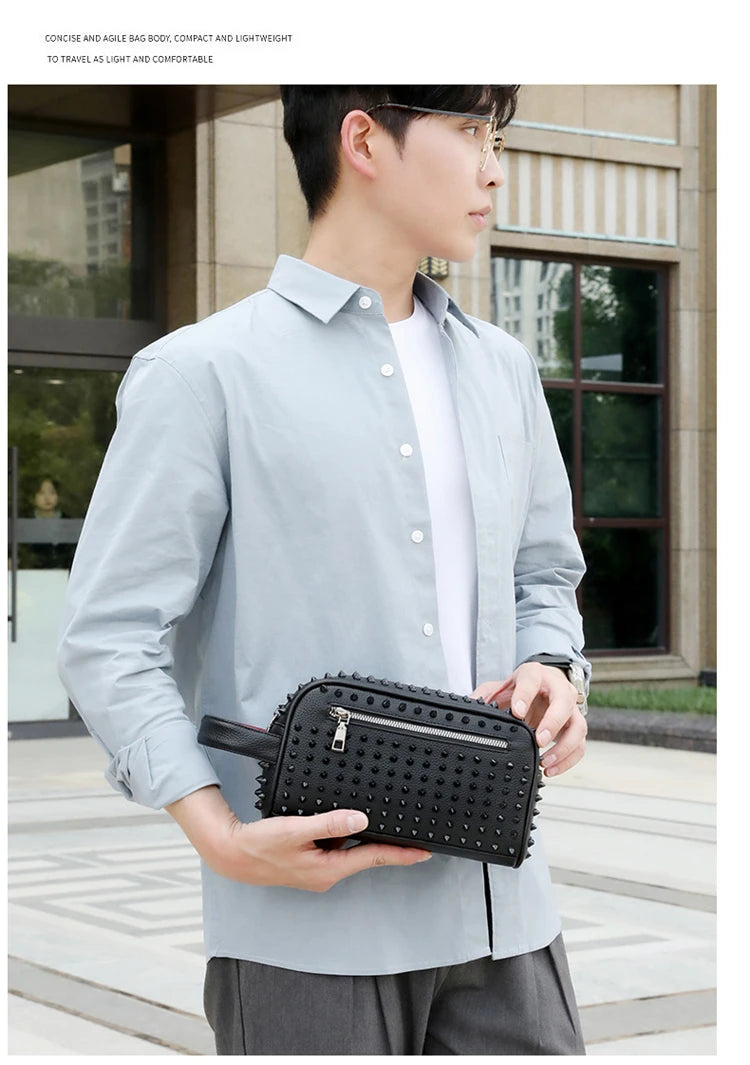 Luxury Chic Leather Men's Handbag - Elegant Business Fashion Clutch 2026