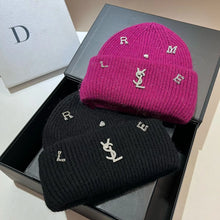 Bonnet YSL / Sweet Plush Long Rabbit Fur Knitted Hat Autumn And Winter Warm Ear Protection Cap Fashionable Letter Women's Hats