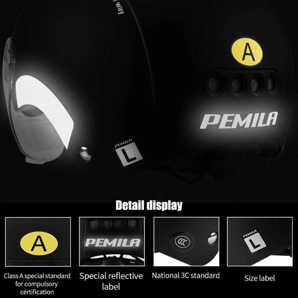 Casque Vélo PEMILA V-08T avec Lunettes HD Intégrées – Protection 4 Saisons | MTB Route E-Bike - kadopascher