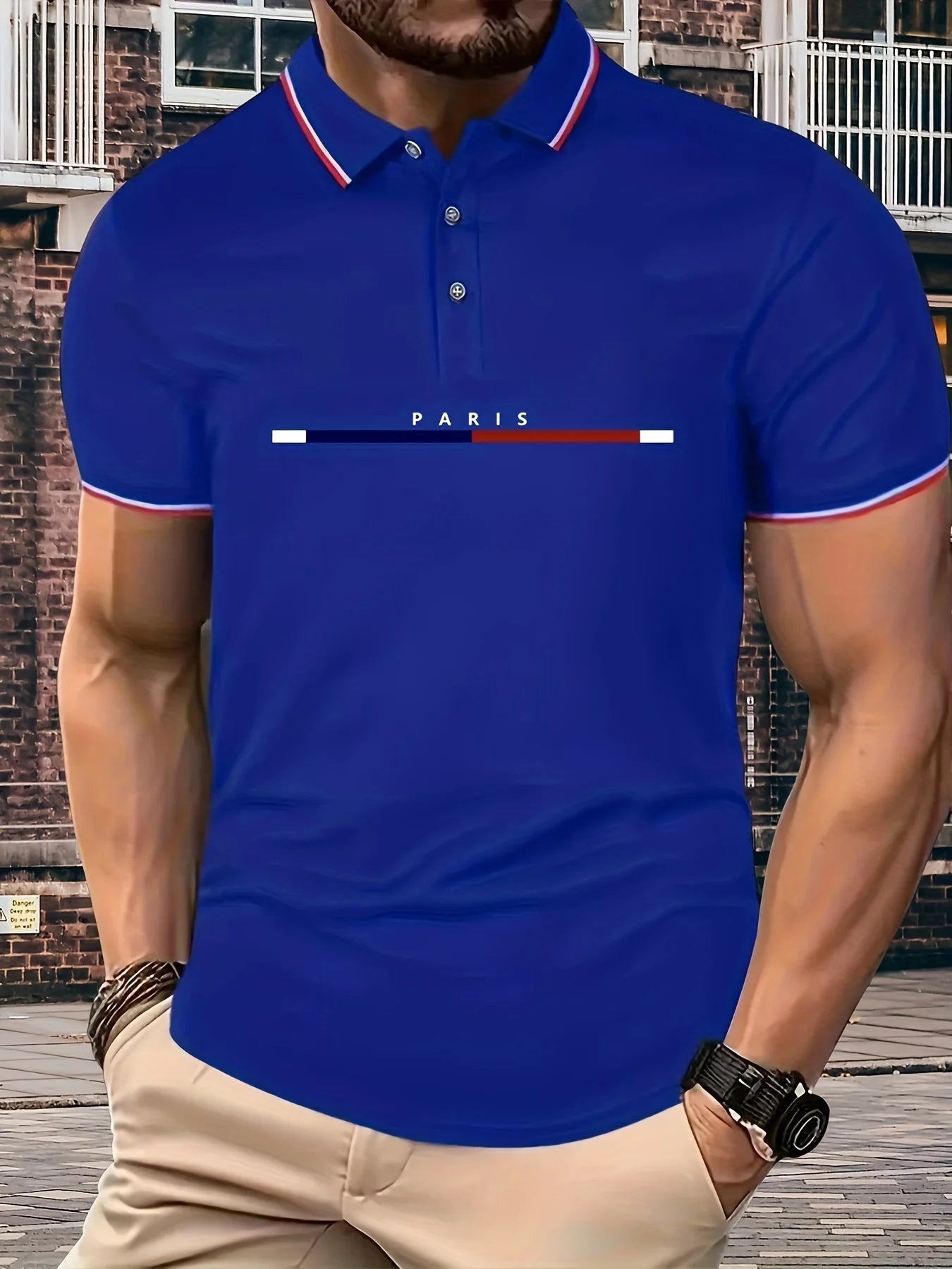 POLO PARIS Mod homme 2024 / Men's Summer Cotton PARIS pattern POLO Shirt Tops - kadopascher