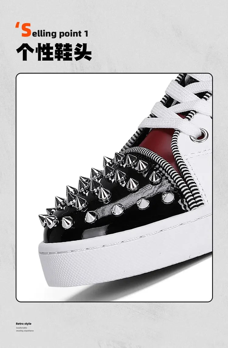 Zapatillas punk para hombre con remaches metálicos - Zapatos de calle antideslizantes premium 2026