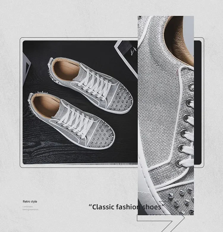 Zapatillas punk para hombre con remaches metálicos - Zapatos de calle antideslizantes premium 2026