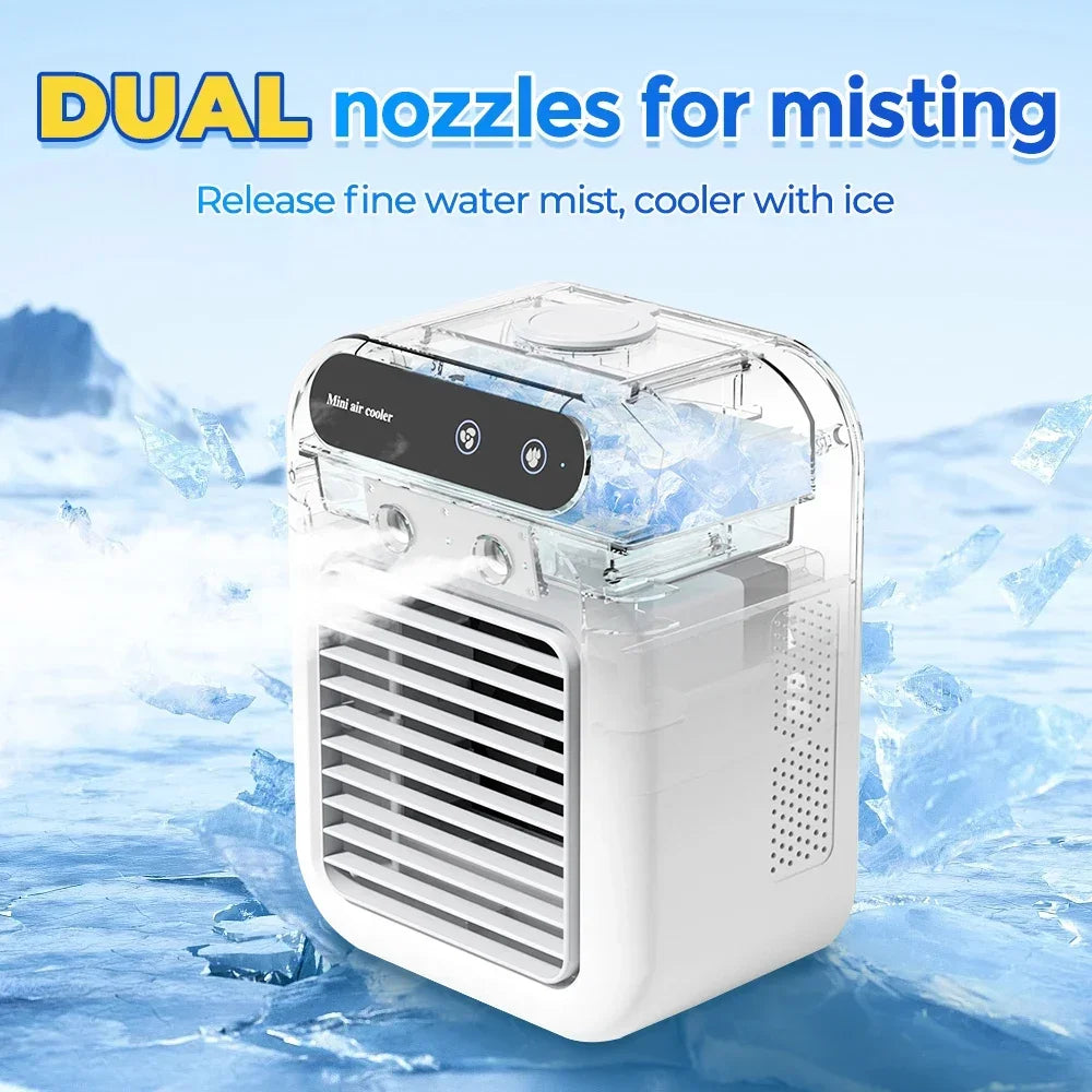 Ventilateur Climatiseur 3-en-1 – Mini Refroidisseur & Humidificateur USB | Bureau & Maison