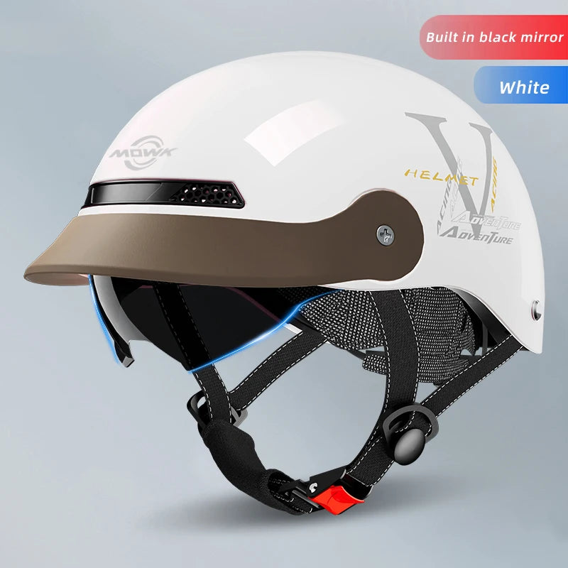 Casque Moto Demi-Jet MOWK – Vintage Respirant Homme Femme Scooter Électrique