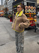 Cardigan stylé hiver pour femme / Cozy Women Elegant Blocking Knitted Cropped Cardigan Lapel Full Sleeves Zipper Pockets Loose Sweaters Lady Winter Daily Wears