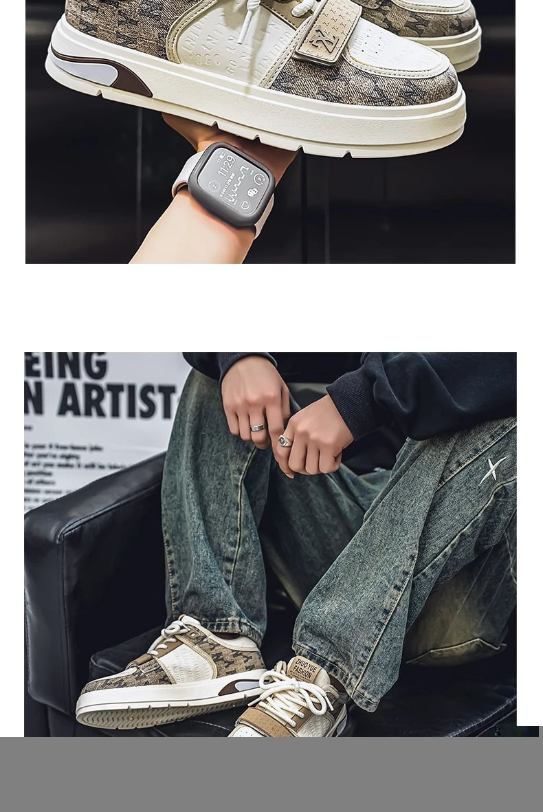 Sneakers Homme Bleu Streetwear 2025 - Chaussures Hip Hop Skate Hiver Designer