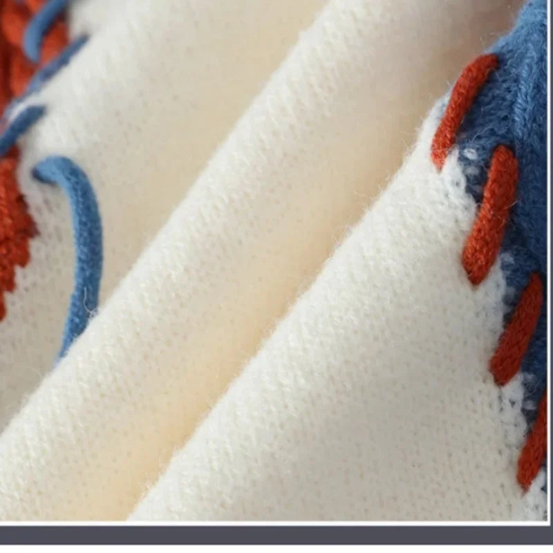 Suéter de lana con patchwork para hombre: sudadera cálida de hip hop, estilo urbano, 2026