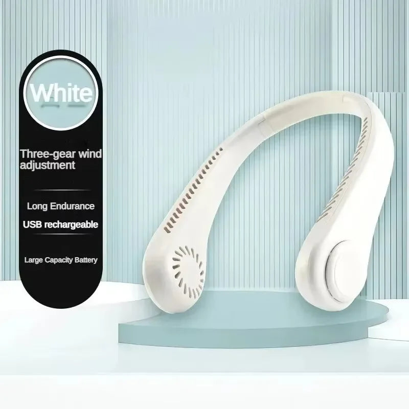 Ventilateur de Cou Sans Lames USB Rechargeable – 3 Vitesses, Portable & Silencieux