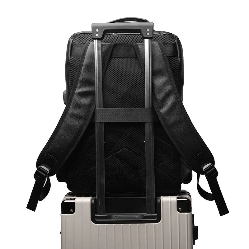 Sac à Dos Rétro en Cuir PU – Style Britannique | USB, Waterproof, Grande Capacité - kadopascher