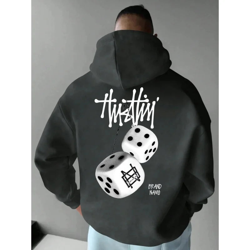 Sudadera con capucha y estampado geométrico para hombre - Moda urbana informal de invierno y otoño