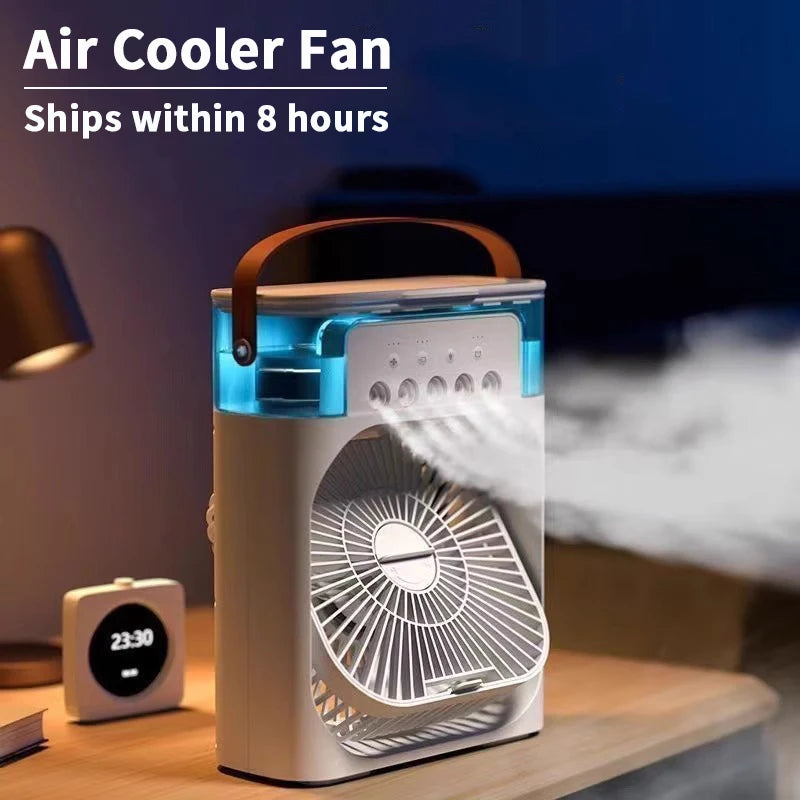 Ventilateur 3-en-1 Climatiseur Humidificateur Portable USB – Lumière LED 7 Couleurs - kadopascher