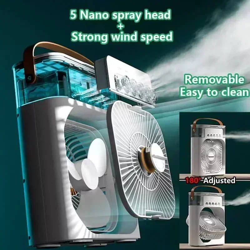 Ventilateur 3-en-1 Climatiseur Humidificateur Portable USB – Lumière LED 7 Couleurs - kadopascher