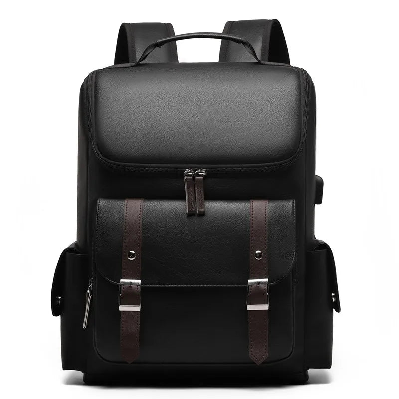 Sac à Dos Rétro en Cuir PU – Style Britannique | USB, Waterproof, Grande Capacité - kadopascher