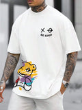 T-shirt homme collection 2025 chic et élégant 
100% pure cotton summer loose size BE KIND letter cartoon print casual comfortable round neck short sleeved T-shirt top - kadopascher