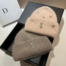 Bonnet YSL / Sweet Plush Long Rabbit Fur Knitted Hat Autumn And Winter Warm Ear Protection Cap Fashionable Letter Women's Hats