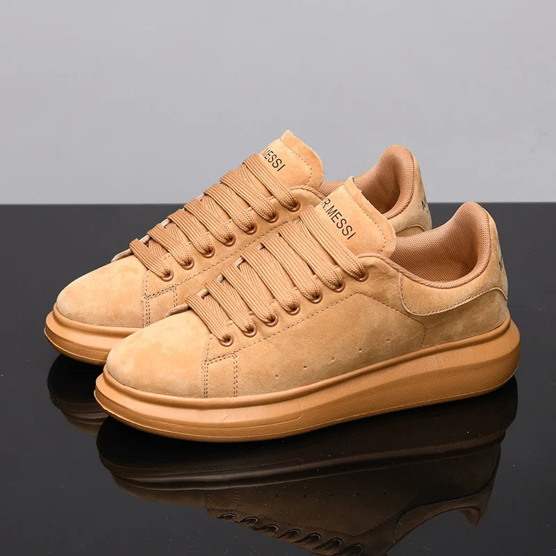 Sneakers Casual Grande Taille 43-44 Mixte - Baskets Plateforme Cuir Microfibre