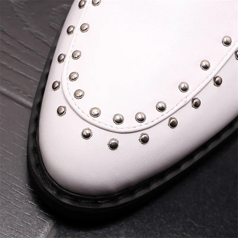Mocassins Cuir Broderie Couronne Homme – Slip-On Luxe Designer 2026 | Noir & Blanc EU 38-46 - kadopascher