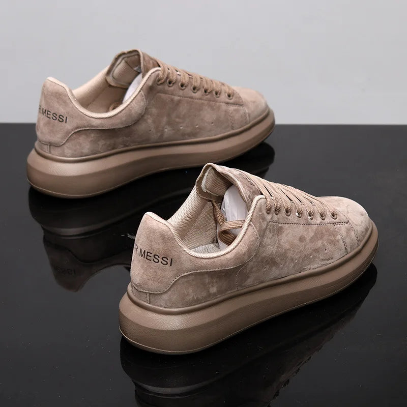 Sneakers Casual Grande Taille 43-44 Mixte - Baskets Plateforme Cuir Microfibre