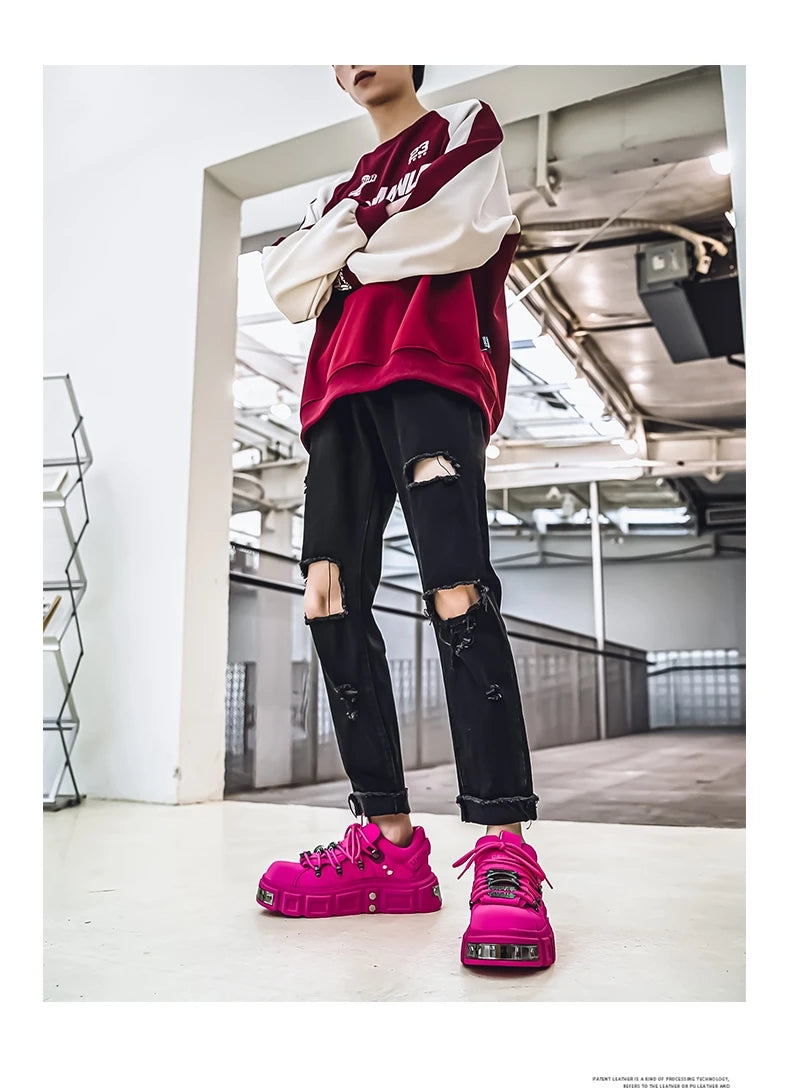 Sneakers Skateboard Homme Cuir - Chaussures Sport Outdoor Respirantes