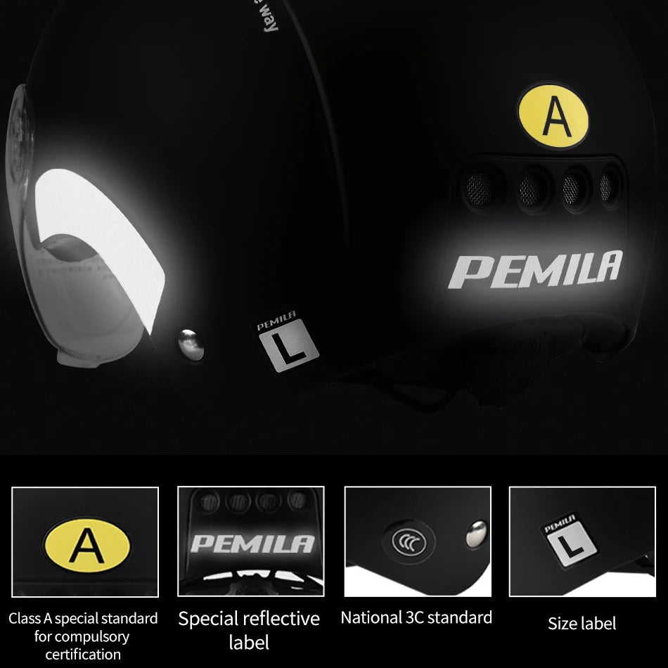 Casque Vélo PEMILA V-08T avec Lunettes HD Intégrées – Protection 4 Saisons | MTB Route E-Bike - kadopascher