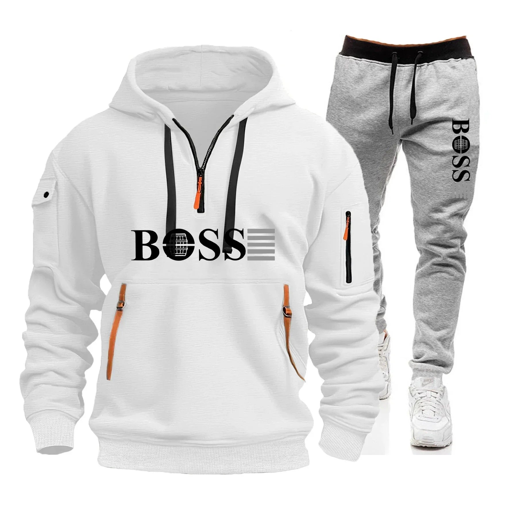 Ensemble Homme Sweat à Capuche + Pantalon - Jogging Coupe-Vent Chaud Automne-Hiver