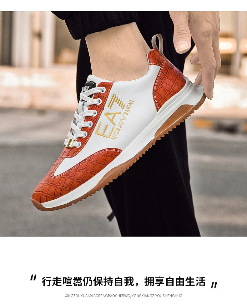 Sneakers Homme Luxe  - Cuir Véritable Design Italien Business Sport