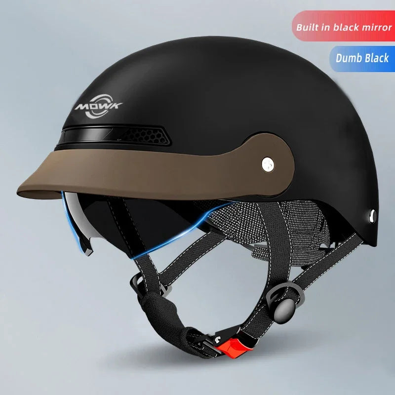 Casque Moto Demi-Jet MOWK – Vintage Respirant Homme Femme Scooter Électrique