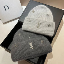 Bonnet YSL / Sweet Plush Long Rabbit Fur Knitted Hat Autumn And Winter Warm Ear Protection Cap Fashionable Letter Women's Hats