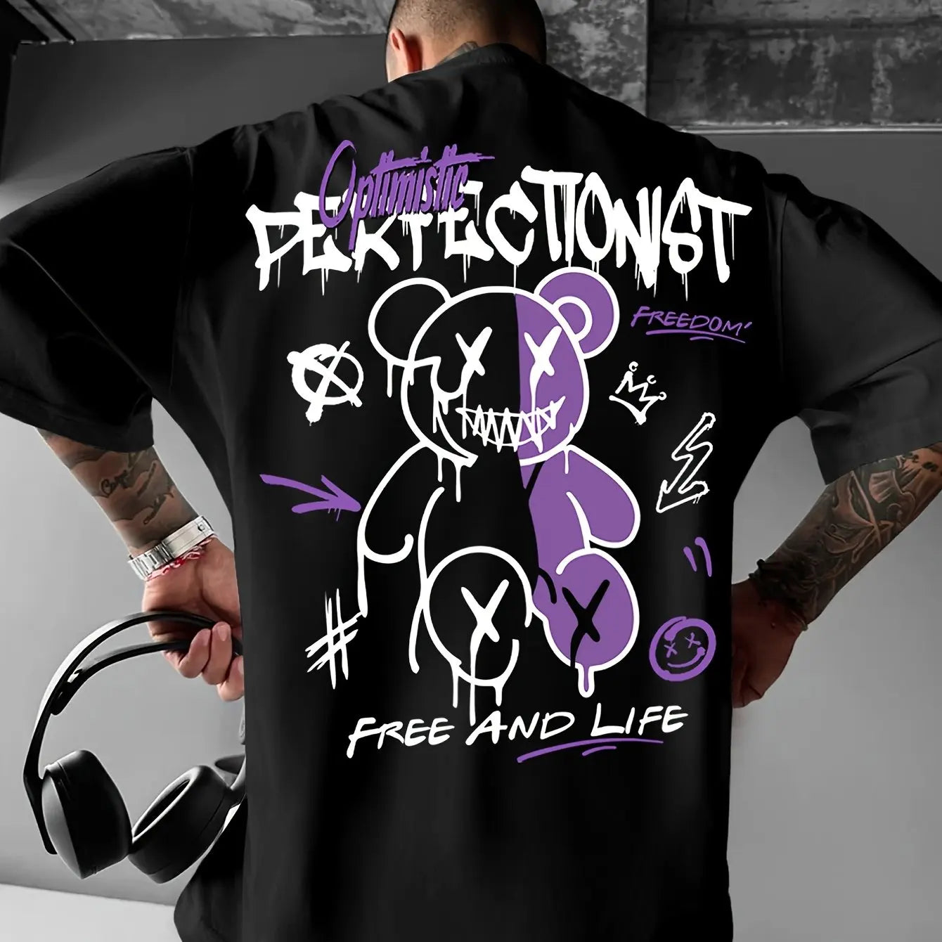 T-shirt homme collection 2025 chic et élégant 
summer 100 cotton fashionable casual sports loose American street letter printed round neck short sleeved T-shirt top - kadopascher