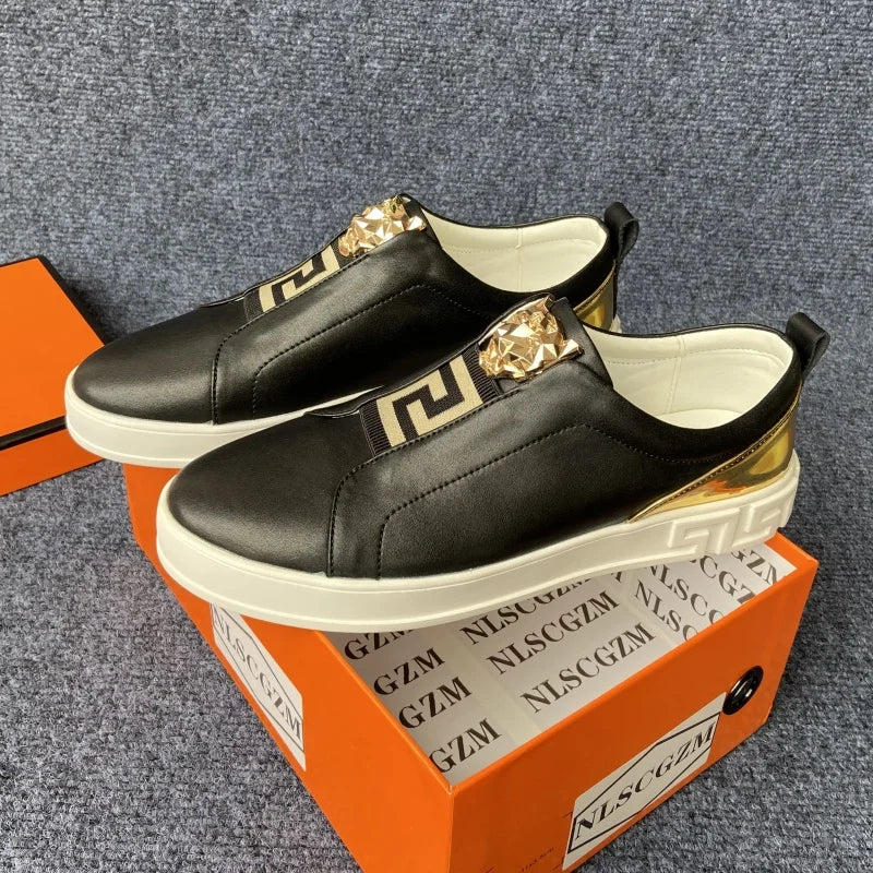 Sneakers Cuir Mixte - Chaussures Casual Skateboard Unisexe