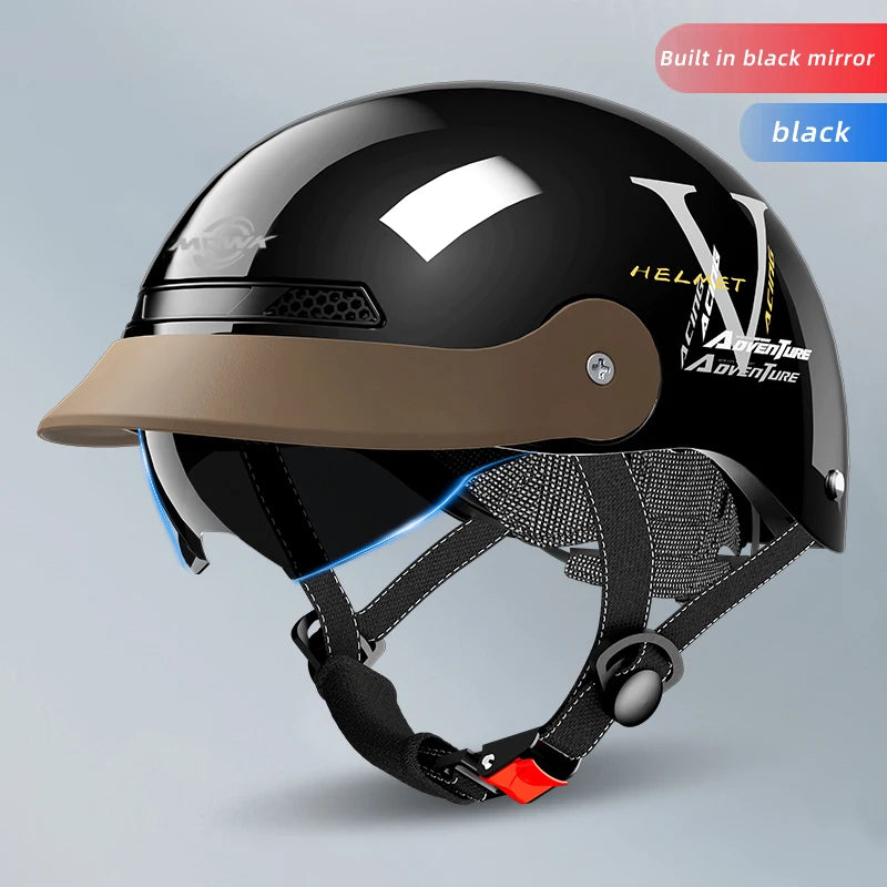 Casque Moto Demi-Jet MOWK – Vintage Respirant Homme Femme Scooter Électrique
