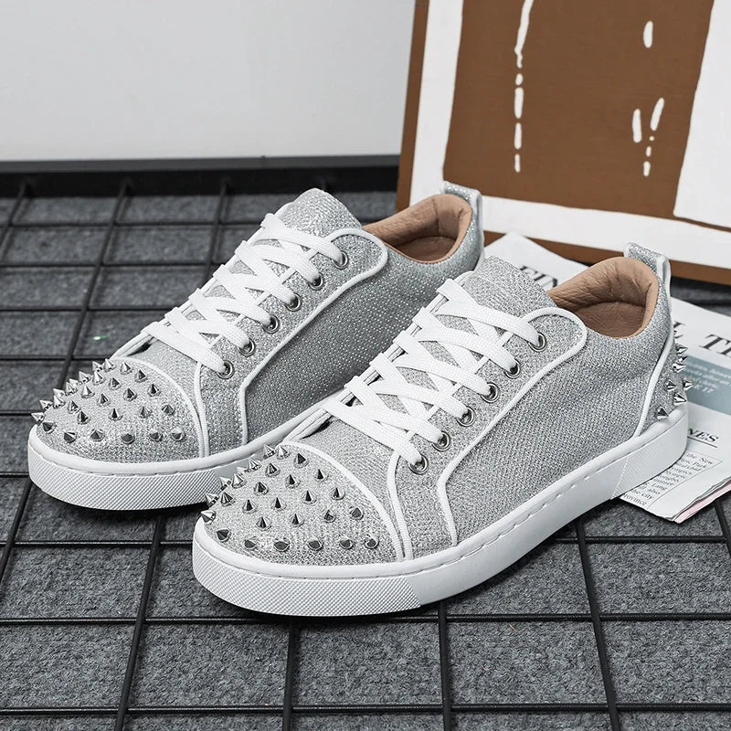 Men's Punk Sneakers with Metal Rivets - Premium Non-Slip Streetwear Shoes 2026