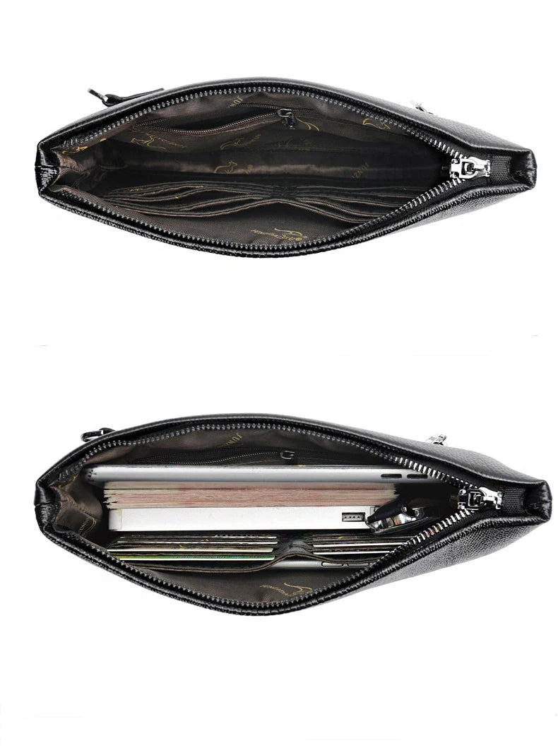 Portefeuille Clutch Homme Cuir PU Double Zipper – Style Luxe Business - kadopascher