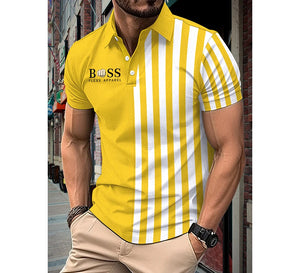 T-shirt BOSS été 2024 / New Summer Men's Hot Selling Polo Neck Shirt Solid Button Men's Short sleeved Checkered Color Block T-shirt High Quality Anti wr