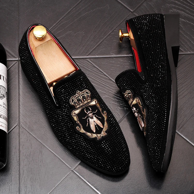Mocassins Brodés Homme WVHK – Loafers Luxe Imperméables | Semelle Plateforme Printemps Automne - kadopascher