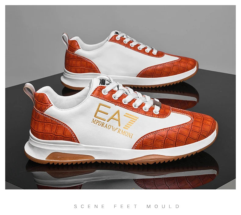 Sneakers Homme Luxe  - Cuir Véritable Design Italien Business Sport