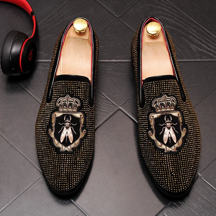 Mocassins Brodés Homme WVHK – Loafers Luxe Imperméables | Semelle Plateforme Printemps Automne - kadopascher