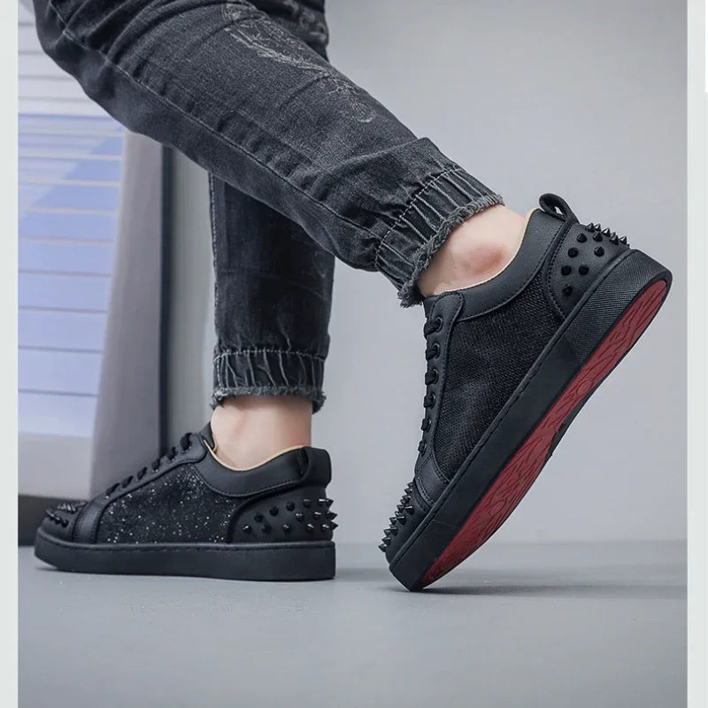 Men's Fashion Rivet Design Sneakers - Trendy Casual Streetwear Shoes