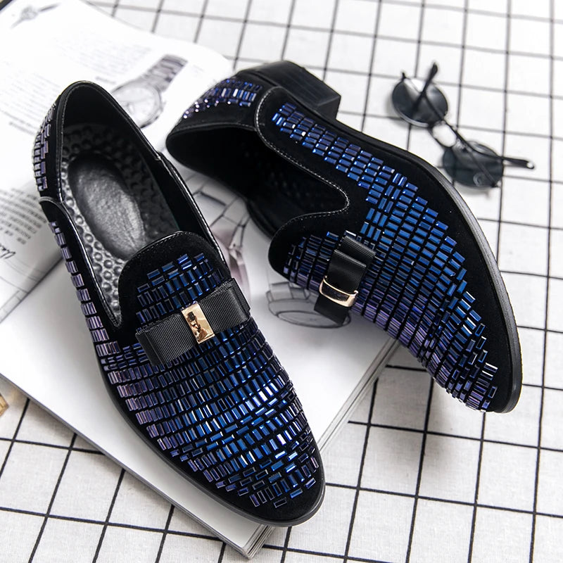 Mocassins Strass Homme – Chaussures Habillées Slip-On | Mariage & Soirée - kadopascher