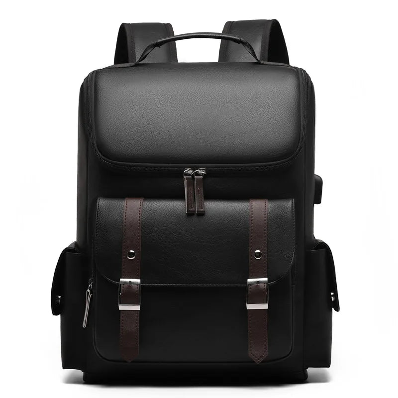Sac à Dos Rétro en Cuir PU – Style Britannique | USB, Waterproof, Grande Capacité - kadopascher