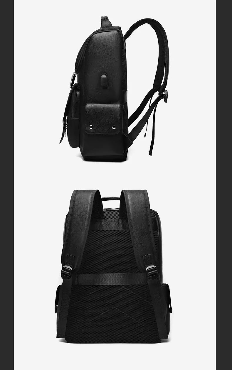 Sac à Dos Rétro en Cuir PU – Style Britannique | USB, Waterproof, Grande Capacité - kadopascher