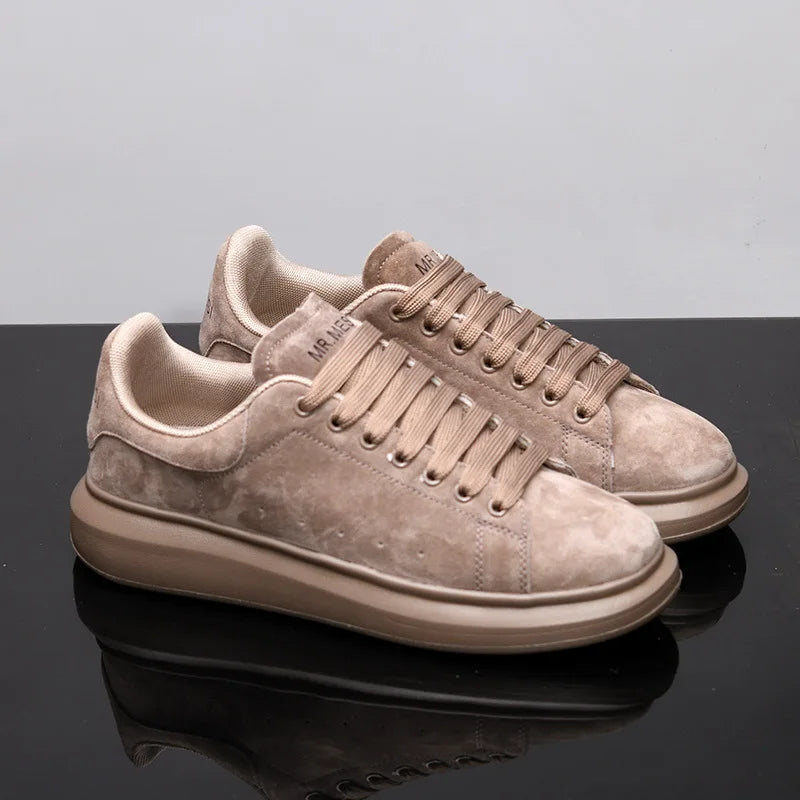 Sneakers Casual Grande Taille 43-44 Mixte - Baskets Plateforme Cuir Microfibre