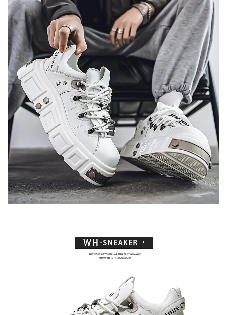 Sneakers Skateboard Homme Cuir - Chaussures Sport Outdoor Respirantes