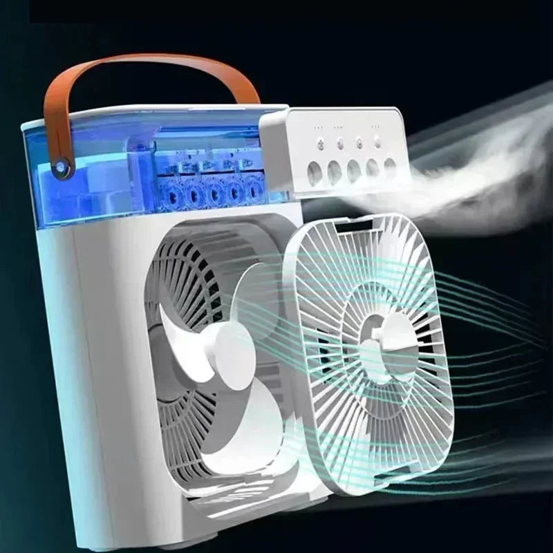 Ventilateur 3-en-1 Climatiseur Humidificateur Portable USB – Lumière LED 7 Couleurs - kadopascher