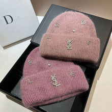 Bonnet YSL / Sweet Plush Long Rabbit Fur Knitted Hat Autumn And Winter Warm Ear Protection Cap Fashionable Letter Women's Hats