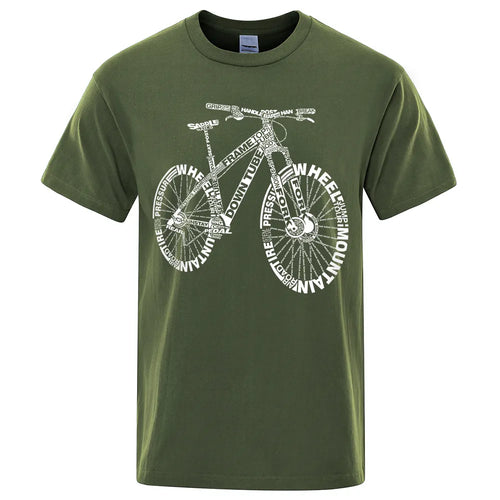 T-shirt de cycliste a la mode / Alphabet Style Mountain Bike Funny Print T-Shirts Men Summer Breathable Short Sleeves