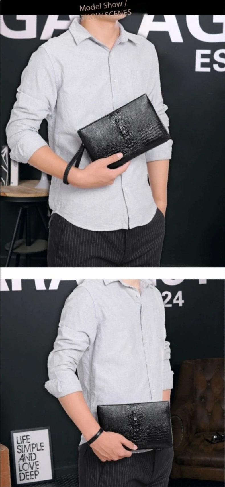 Portefeuille Clutch Homme Cuir PU Double Zipper – Style Luxe Business - kadopascher