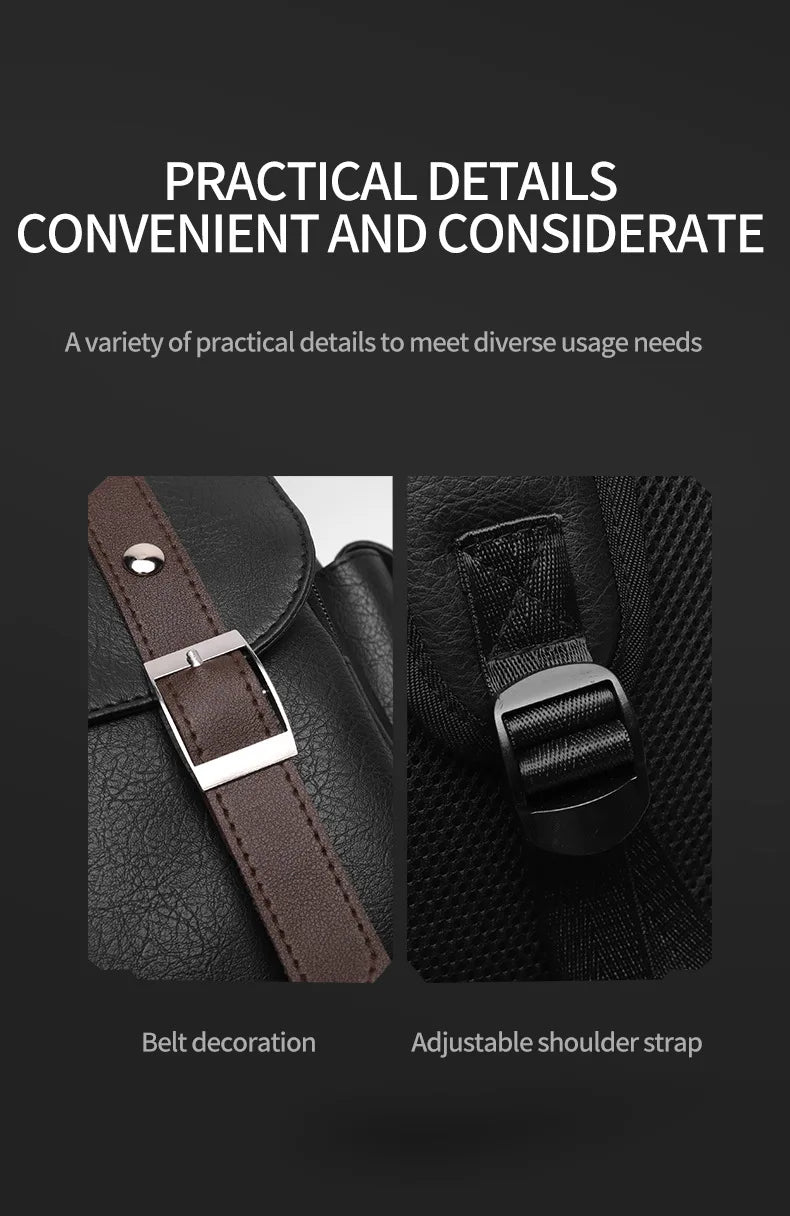 Sac à Dos Rétro en Cuir PU – Style Britannique | USB, Waterproof, Grande Capacité - kadopascher